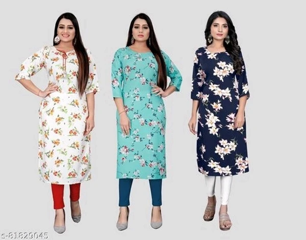 Women crepe fabric printed kurti - L, available