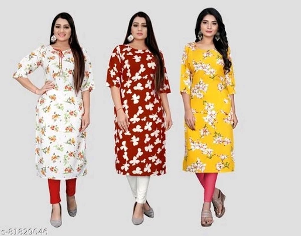 Women crepe fabric printed kurti - L, available