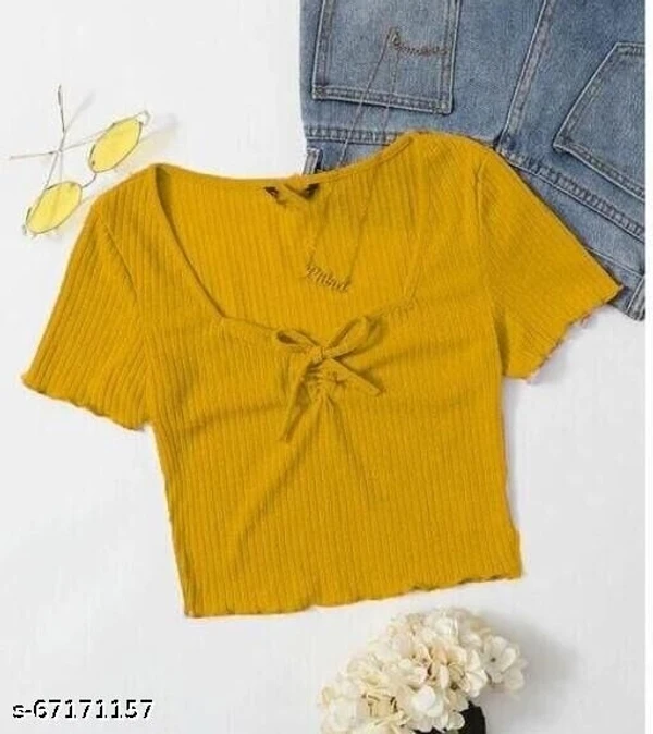 Elegance Women's Mustard DeepNeck Baby Overloack Crop Top - available, XS