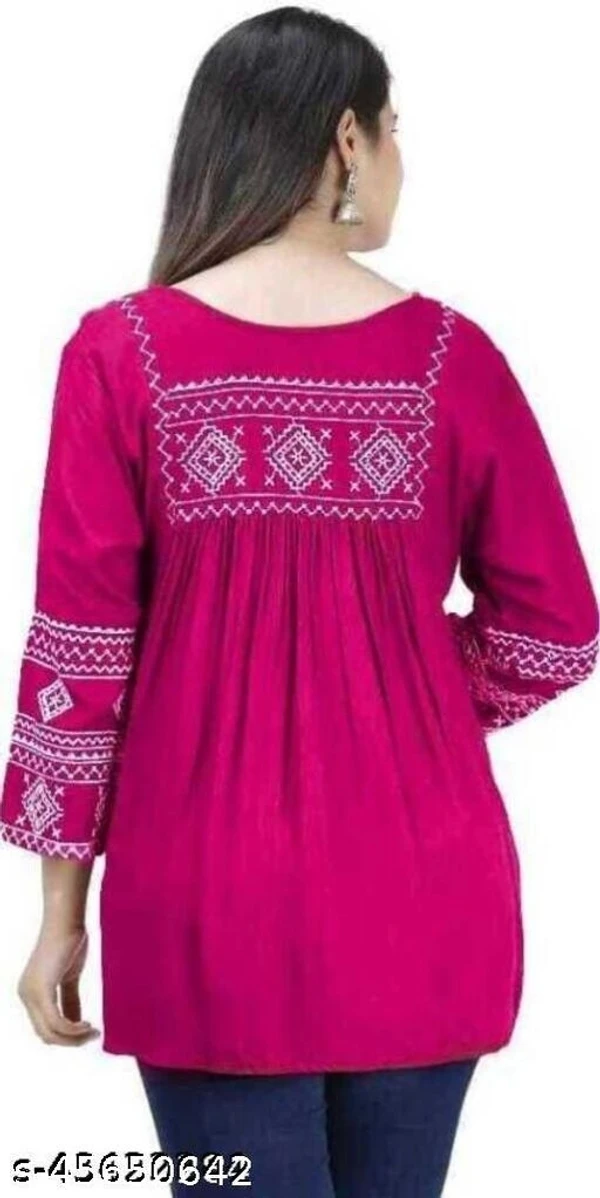 Women Embrodery Pink Top - L, available