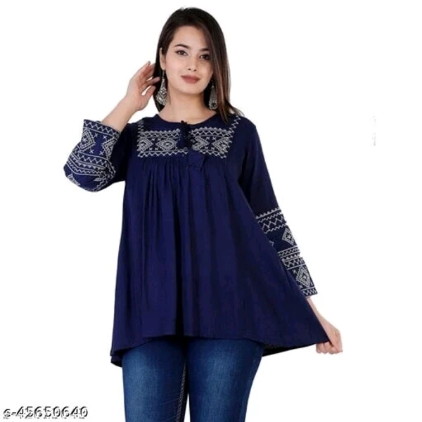 Women Embrodery Blue Top - available, S