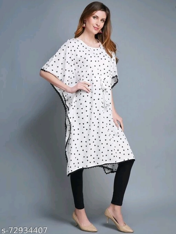 womens rayon printed kaftan top,trendy top, partywear top, western wear - M, available