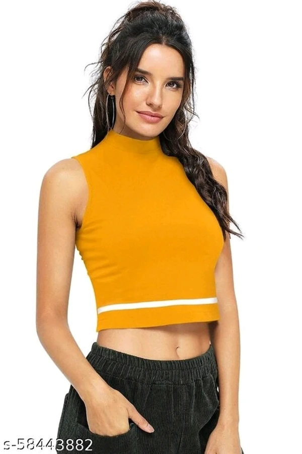 Sleeveless Casual Striped PeachPolyester Blend Crop Top (18"Inches) - S, available