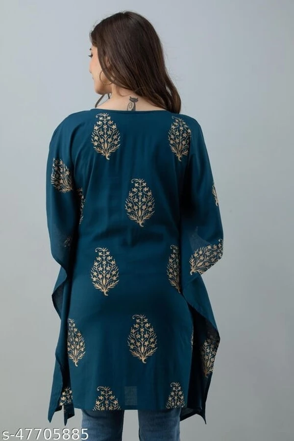 Charvi Teal Gold Printed WomenKaftan with doori tussel - available, S