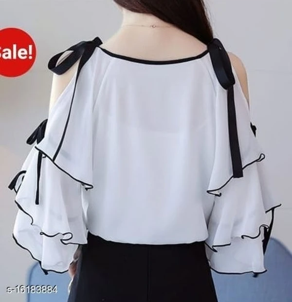 RWT-01019 White_Flared SleevesCold Shoulder Top - M, available