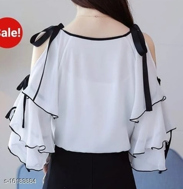 RWT-01019 White_Flared SleevesCold Shoulder Top - XL, available