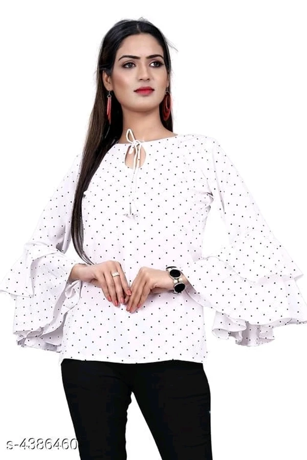 Women's Printed White Crepe Top - XXL, available