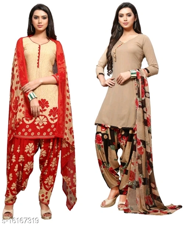 Tulip Prints Women's Crepe Printed Unstiched Dress Material (Combo Pack Of 2) - available, Un Stitched