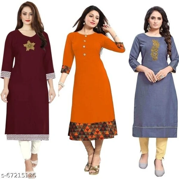 Royalty Woman's Free SizeMulti-Colored Pack Of 3 Combo Kurti - available, Un Stitched