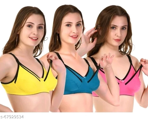 Women's Cotton Non PaddedNon-Wired Maternity Bra (Pack of 3) - 36B, available