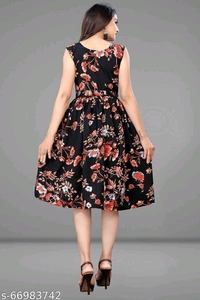 Classy Floral Printed Dress for Women with Belt - XXL, available