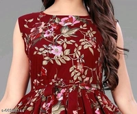 Classy Floral Printed Dress for Women with Belt - XXL, available