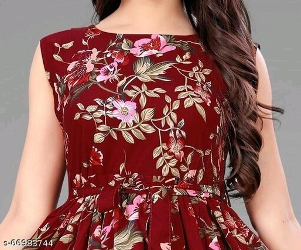 Classy Floral Printed Dress for Women with Belt - XXL, available