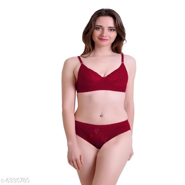 Women's Solid Cotton Lingerie Sets - 34A, available