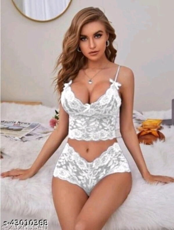Women Lace White Lace Lingerie Set - 28E, available