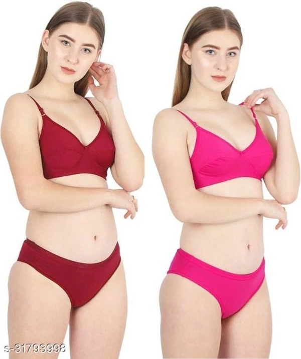 Women Solid Multicolor CottonLingerie Set (Pack of 2) - available, 32A
