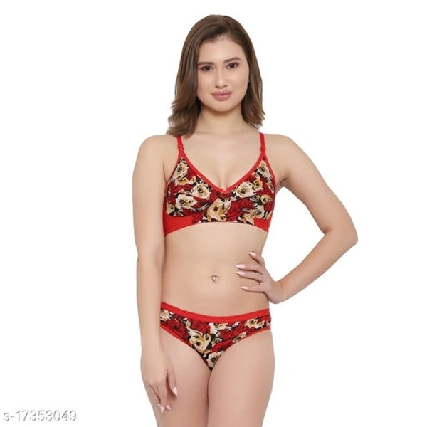 Women's Floral Cotton Blend Lingerie Sets - L, available