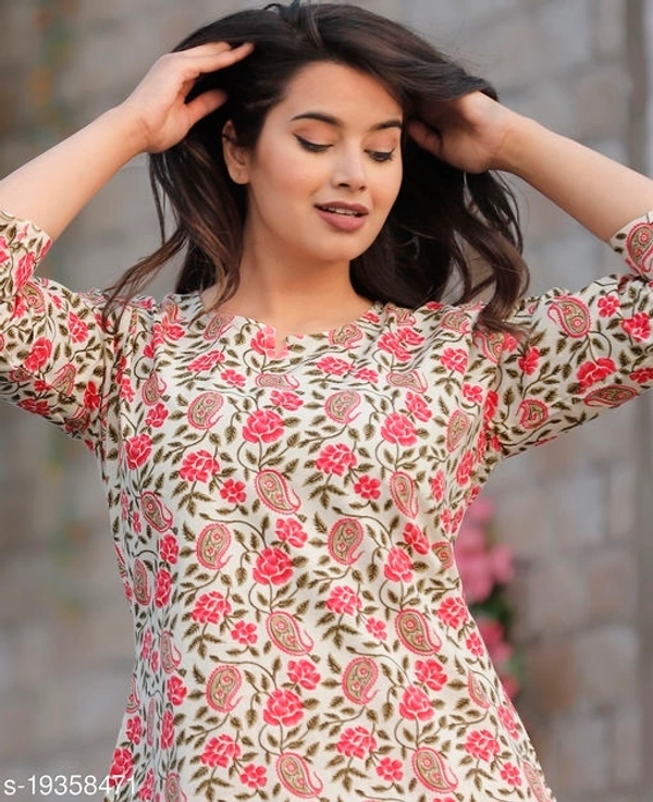 COTTON ATTRACTIVE DARKCREAM FLOWER PRINT NIGHT SUIT - M, available