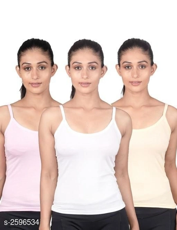Comfy Women Cotton Fancy Camisole Slip (Pack Of 3) - XL, available