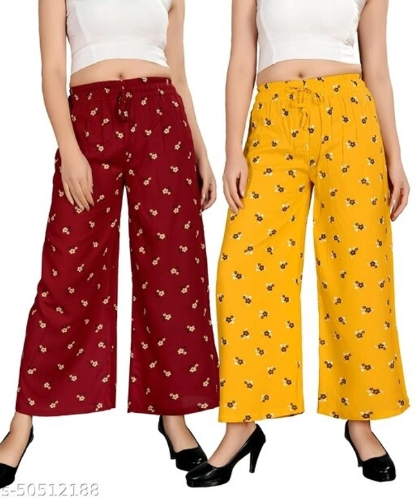 Glamrous Trendy Printed Women's Plazzos Combo 2 Pieces - available, 32