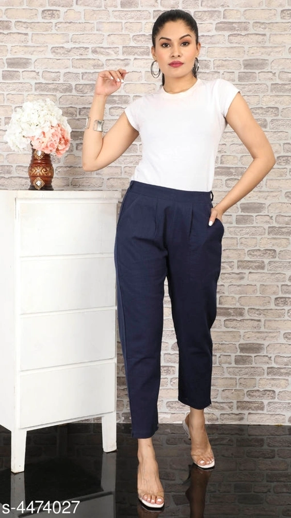 Trendy Cotton Trousers - M, available