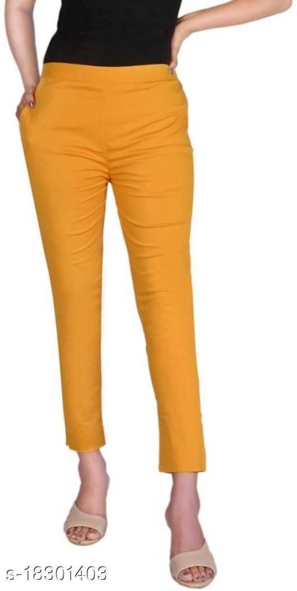 City Fashion Women's Cotton Lycra Mustard Regular/Slim Fit Casual Trouser Pants - 32, available