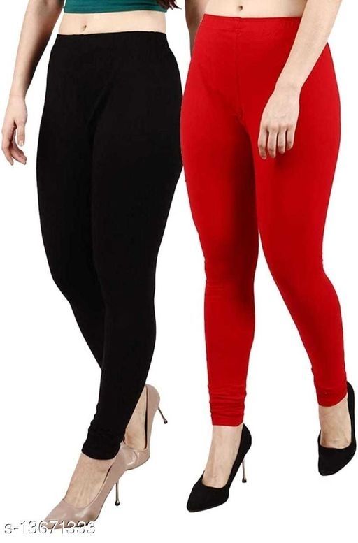 ASA Cotton Leggings Set for Women s Girls in Cotton Lycra Churidar 4 way Stretchable Leggings Combo Pack of 2 Free Size