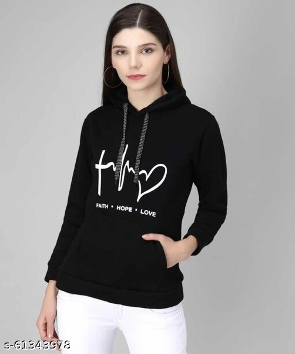 Trendy Full Sleeve Printed Women Sweatshirt Black - available, S