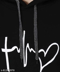 Trendy Full Sleeve Printed Women Sweatshirt Black - available, S