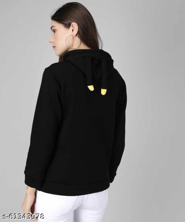 Trendy Full Sleeve Printed Women Sweatshirt Black - available, S