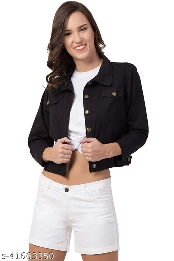 Women's Denim Jean Jacket Authentics womens Stretch Denim Black Color - XL, available