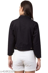 Women's Denim Jean Jacket Authentics womens Stretch Denim Black Color - XL, available