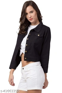 Women's Denim Jean Jacket Authentics womens Stretch Denim Black Color - XL, available