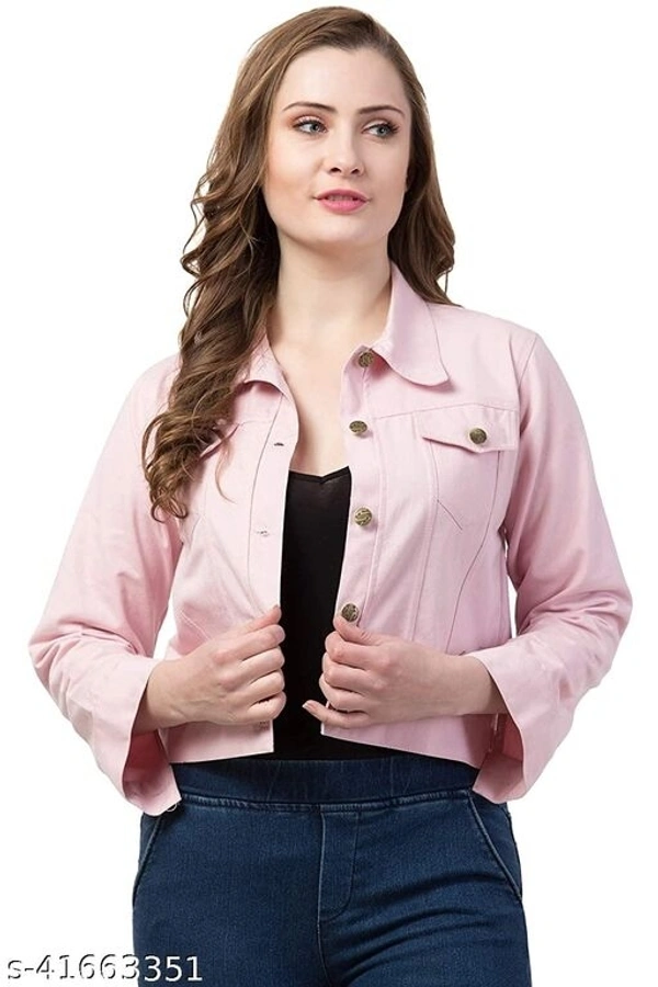 Women's Denim Jean Jacket Authentics womens Stretch Denim Pink Color - available, S
