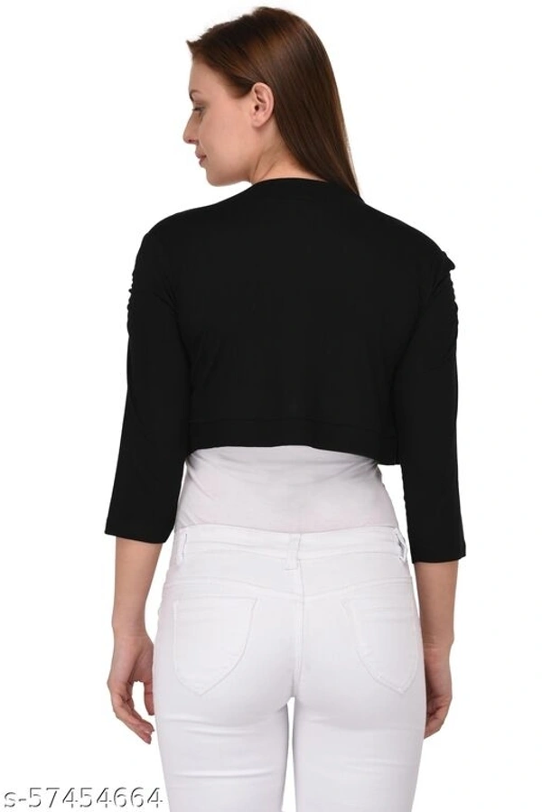 Le Espresso Women 3/4th Sleeve Stylish Shrug Open Cardigan - Black - XXL, available