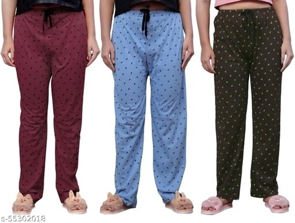 Women's Bird Printed Pyjama For Night Wear And Lounge Wear Pack Of 3(Size:-S To 3XL) - available, S