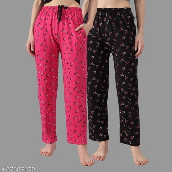 Women's Regular Fit Comfortable Cotton Pyjama Night Wear Lounge paint Printed Pyjama/Lounge Paint/Pyjami For Women & Girls (Pack Of 2) - 4XL, available