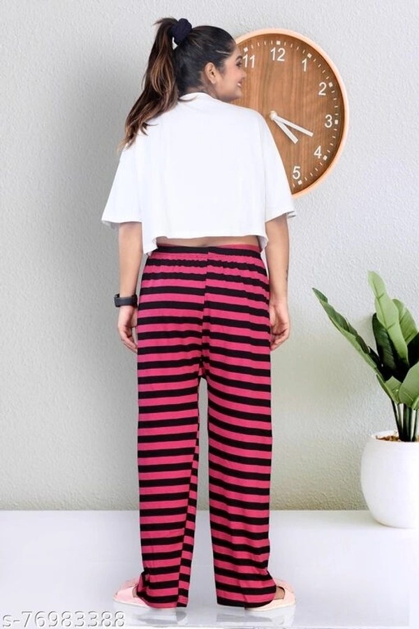 WOMEN'S STYLISH PATTA PAYJAMA FOR NIGHTWEAR & LOUNGE WEAR - L, available