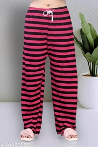 WOMEN'S STYLISH PATTA PAYJAMA FOR NIGHTWEAR & LOUNGE WEAR - L, available