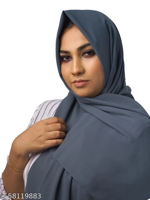 DARK GREY PLAIN HEAVY CHIFFON HIJAB - Available, Free Size