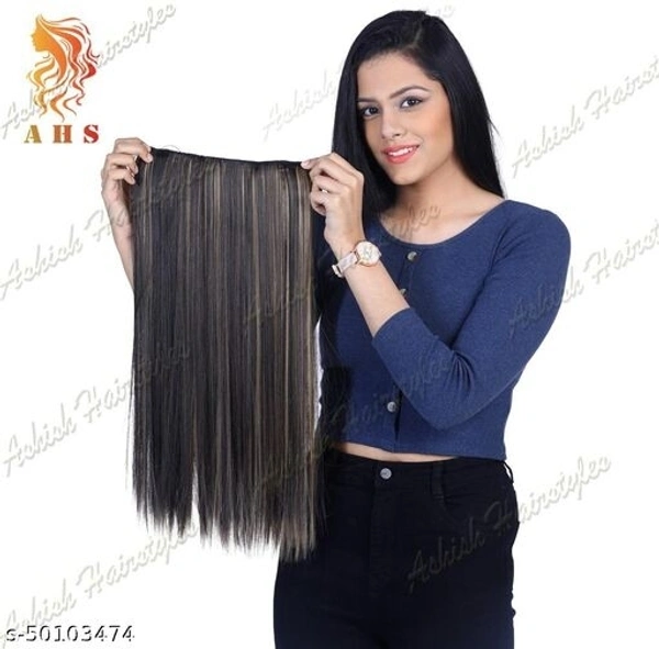 A H S Straight Style Extention Long Golden Hiligth 24-26 Inch Hair - Available, Free Size