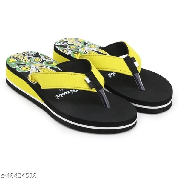 Stylish & Comfortable Yellow Fabrication Slippers / Flip Flop for Women - IND-8