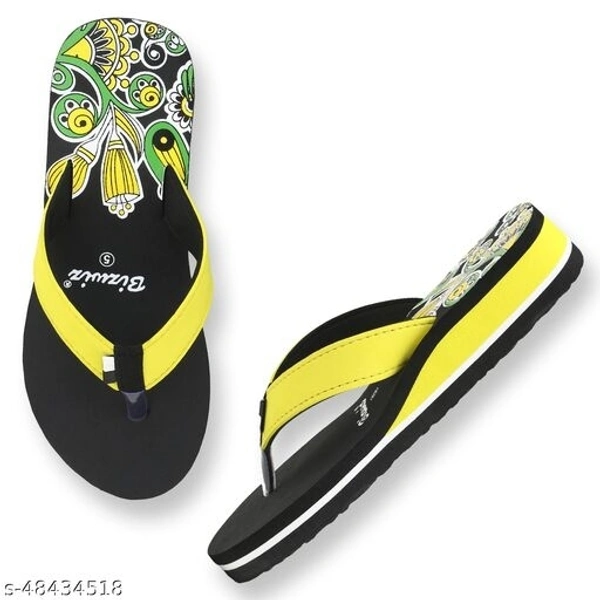 Stylish & Comfortable Yellow Fabrication Slippers / Flip Flop for Women - IND-8