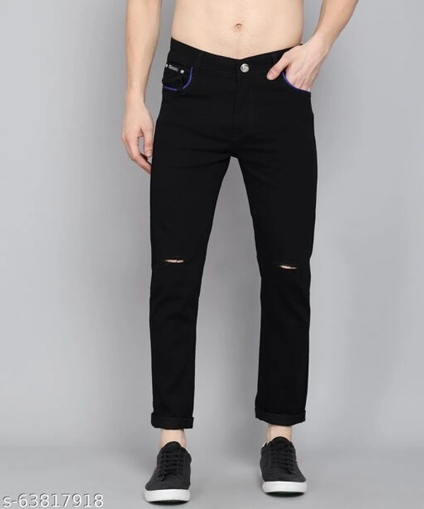 Mdemon Men's Denim Slim Fit Black Jeans (MD-003-KC) - 28