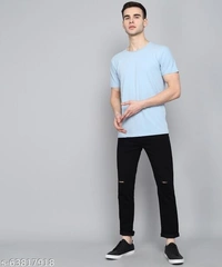 Mdemon Men's Denim Slim Fit Black Jeans (MD-003-KC) - 28