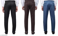 Kurus Pack Of 3 Formal Trouser(Black,Coffee And Royal Blue) - 28