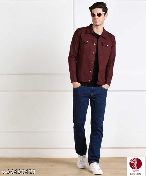 MAN DENIM JACKET COLOUR MAROON