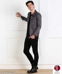 MAN DENIM JACKET COLOUR  DARK GREY - L