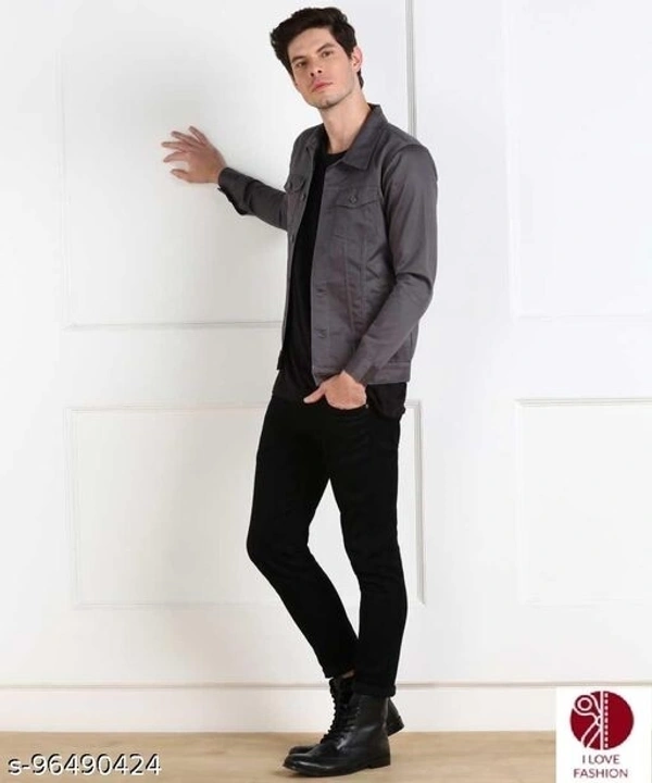 MAN DENIM JACKET COLOUR  DARK GREY - L