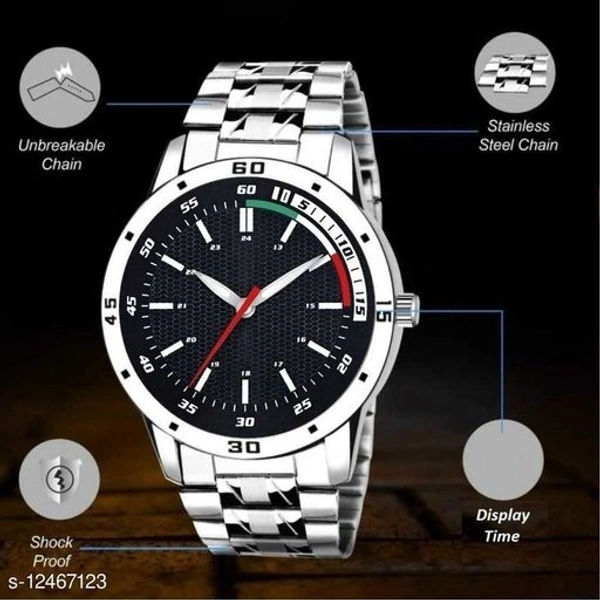 Miss Perfect Rishtey Men's Steel Chain RB01 Silver Black New Stylis Men's All New looks Sports Design Steel Chain Analog Watch - Free Size